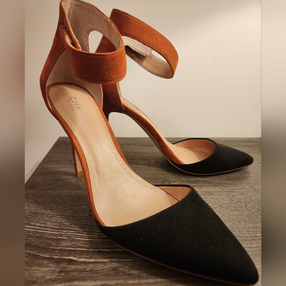 Charles by Charles David Orange Black Suede Strap Pump Heels Almost New Size 8.5 - Picture 8 of 11